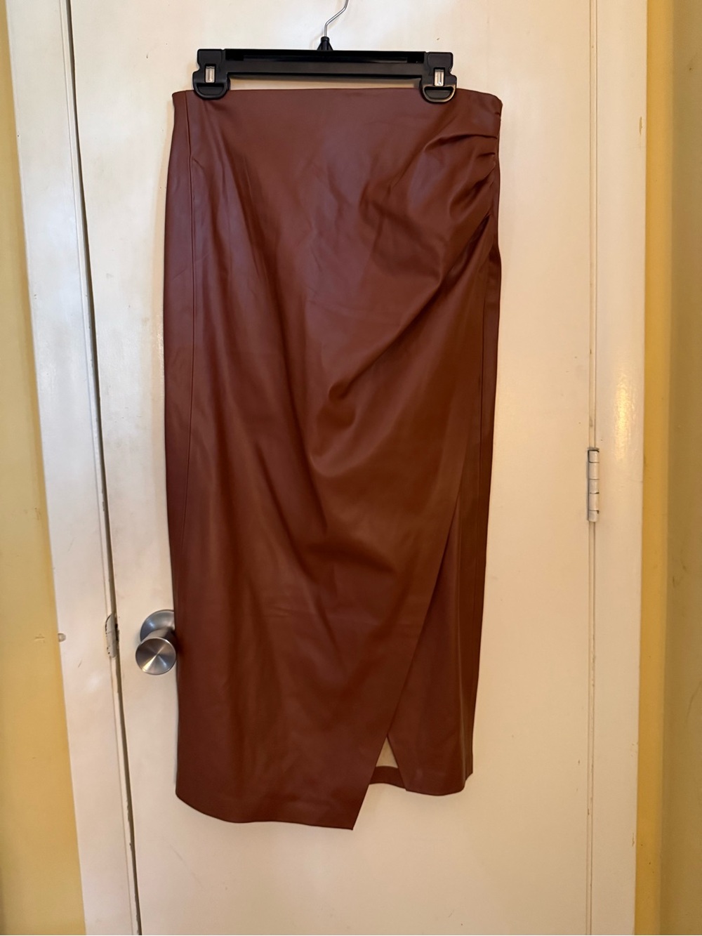 Jason Wu Rust Brown Faux Leather Pencil Midi Skirt